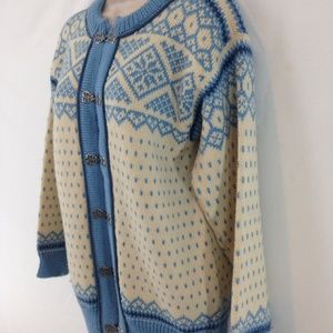 Dale of Norway sz 42 Blue Nordic Cardigan Sweater